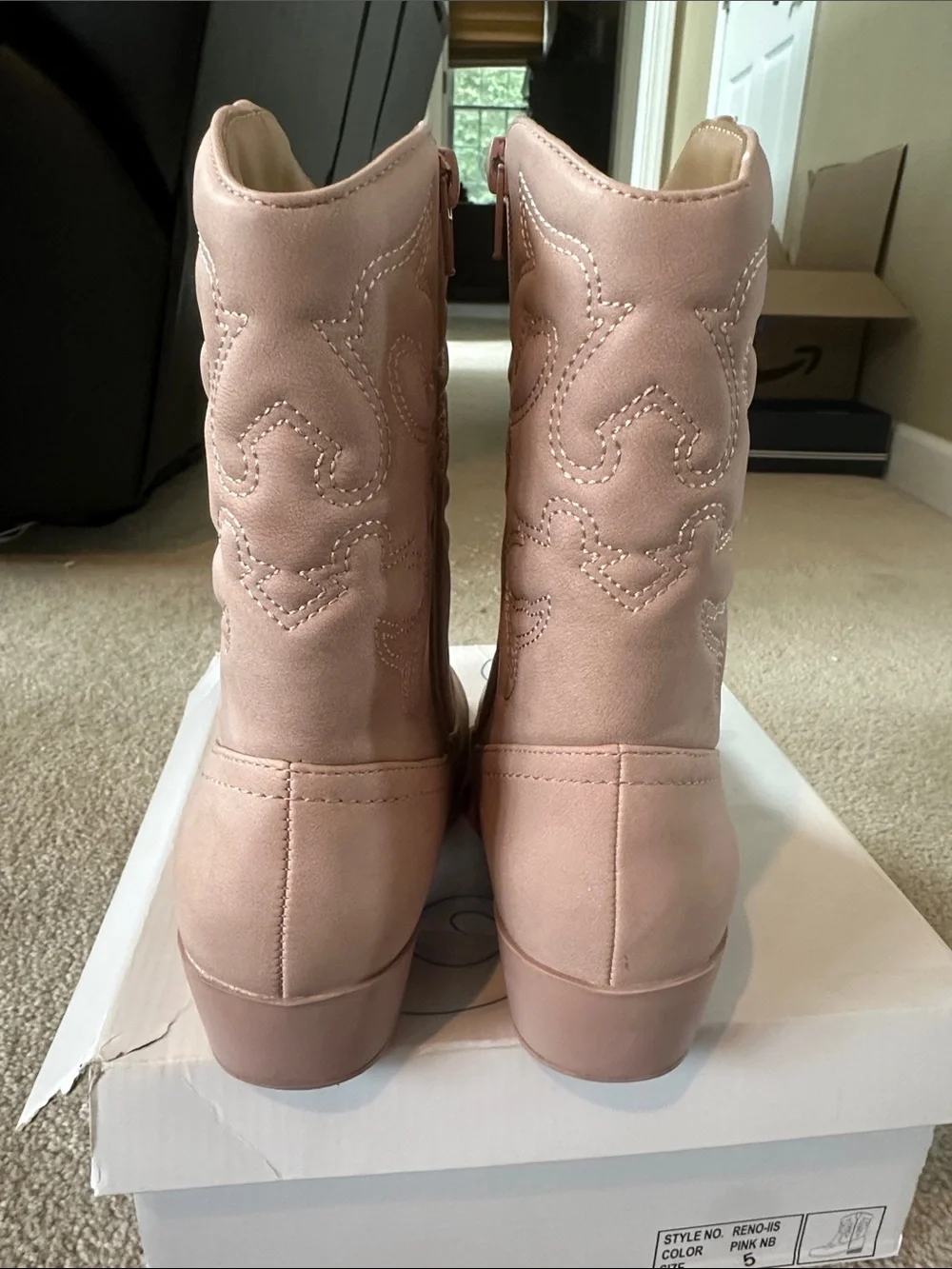 Girls - Reno Western Boot - Blush Pink - 5